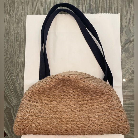 GAP Jute tote bag/crossbody with colorful O-ring top handles and canvas strap. - Picture 14 of 14